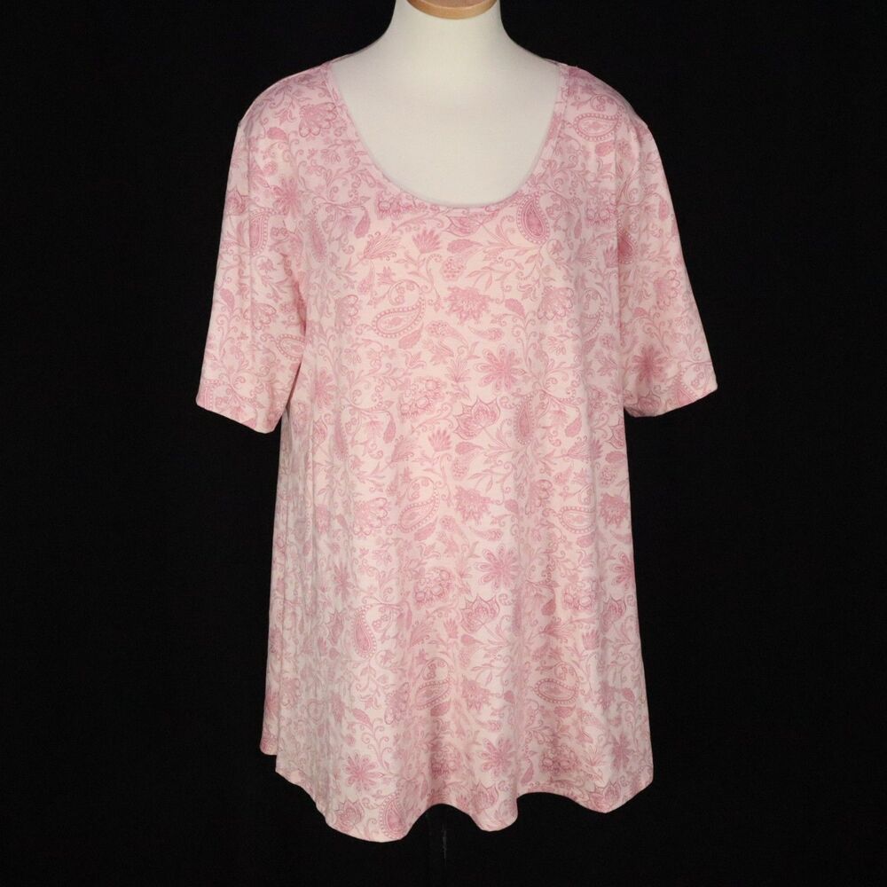 Lula Roe Blouse Top Shirt Size 3XL. Pink Paisley Hi-Lo Hem